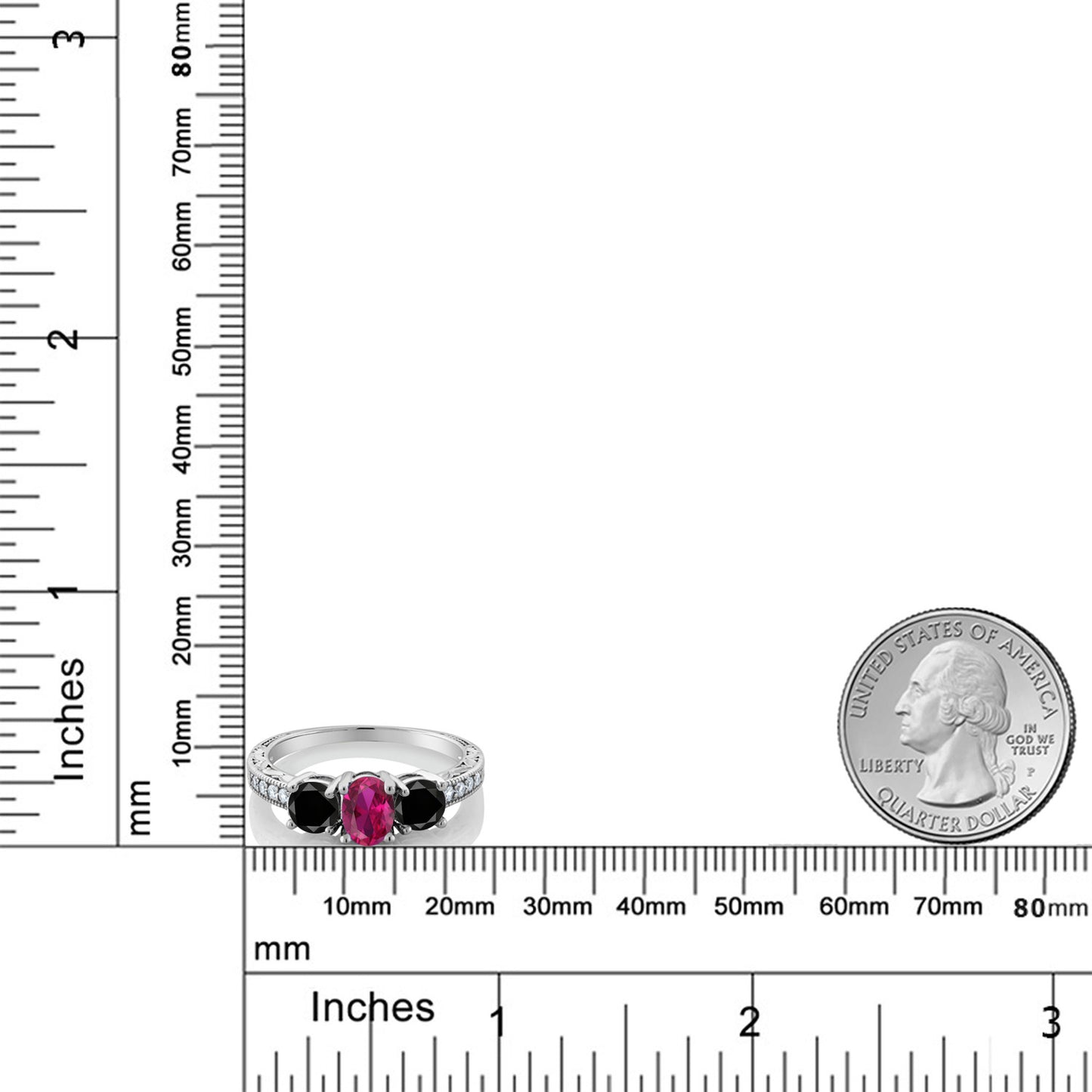 2.07カラット  シンセティック ルビー リング 指輪  天然 ブラックダイヤモンド シルバー925  7月 誕生石