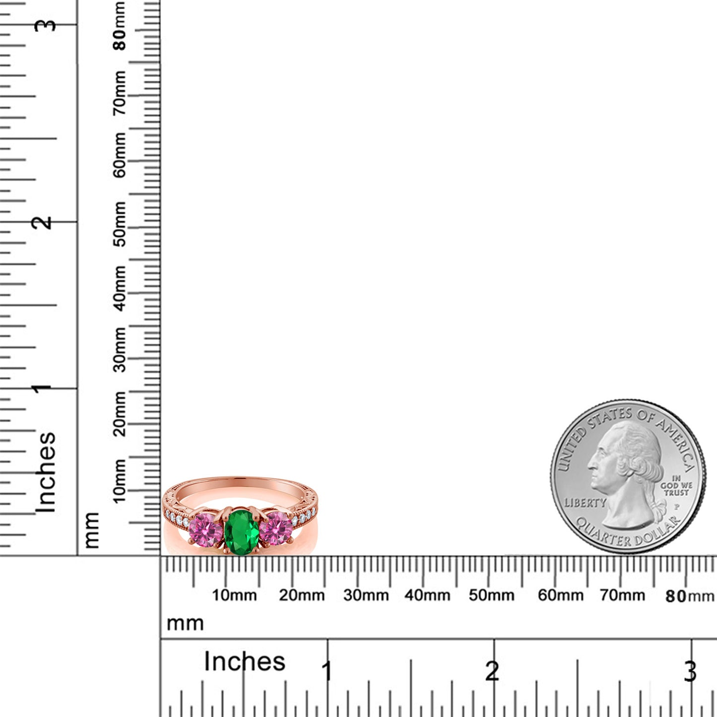 1.72カラット  ナノエメラルド リング 指輪  ピンク モアサナイト シルバー925 18金 ピンクゴールド 加工  5月 誕生石