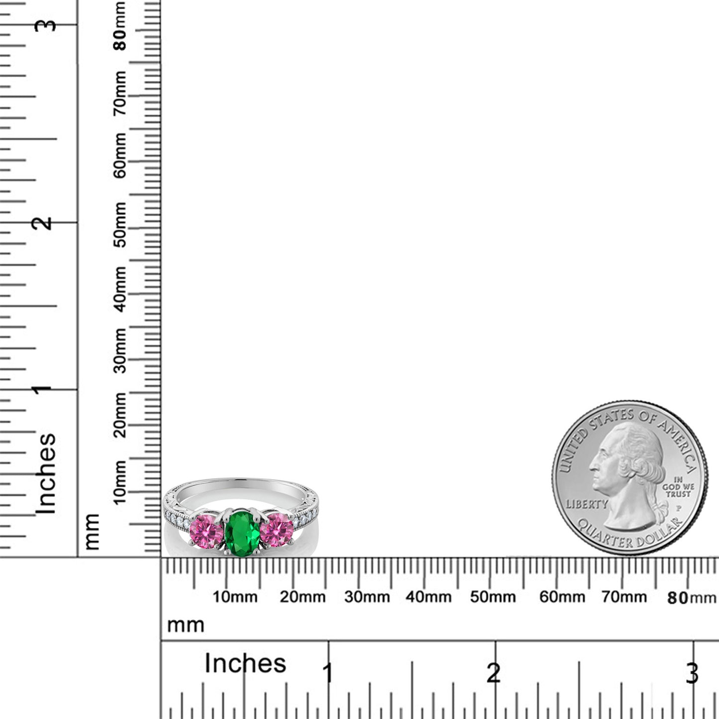 1.72カラット  ナノエメラルド リング 指輪  ピンク モアサナイト シルバー925  5月 誕生石