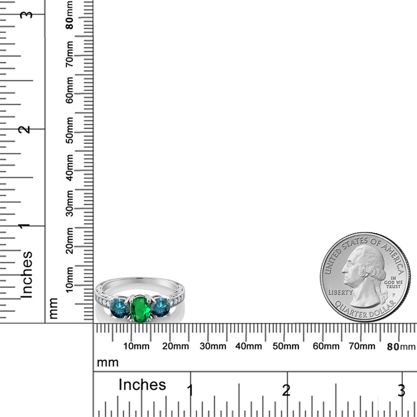1.82カラット  ナノエメラルド リング 指輪  天然 ブルーダイヤモンド シルバー925  5月 誕生石