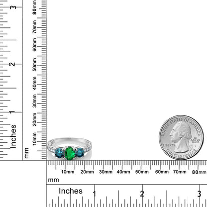 1.82カラット  ナノエメラルド リング 指輪  天然 ブルーダイヤモンド シルバー925  5月 誕生石