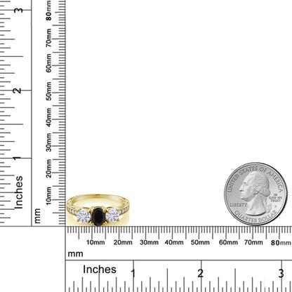 1.82カラット  天然 オニキス リング 指輪  モアサナイト シルバー925 18金 イエローゴールド 加工  8月 誕生石
