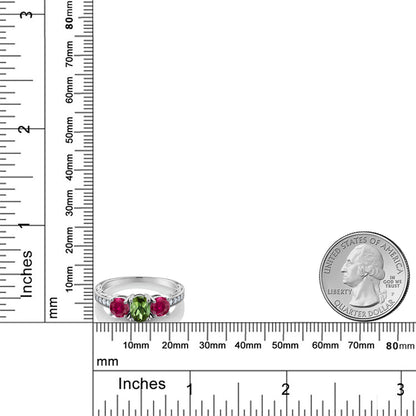 2.82カラット 天然 グリーントルマリン リング 指輪 シンセティック ルビー シルバー925 10月 誕生石