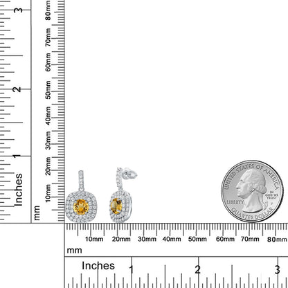 2.72カラット 天然 シトリン ピアス ロジウム プレーティング 11月 誕生石