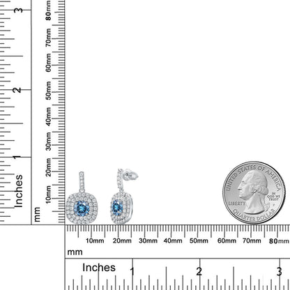 2.72カラット ブルー モアサナイト ピアス ロジウム プレーティング