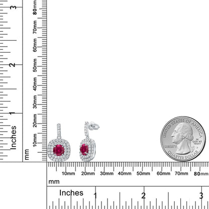 3.12カラット  シンセティック ルビー ピアス   ロジウム プレーティング  7月 誕生石