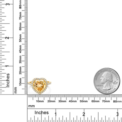 3.94カラット 天然 シトリン リング 指輪 モアサナイト シルバー925 18金 イエローゴールド 加工 11月 誕生石