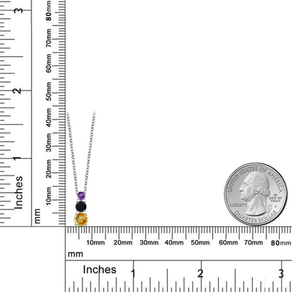 0.77カラット  天然 シトリン トリロジー ネックレス  天然 オニキス ロジウム プレーティング  11月 誕生石