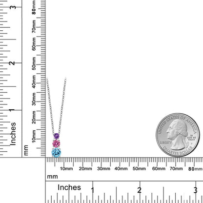 0.98カラット  天然 スイスブルートパーズ トリロジー ネックレス  ピンク モアサナイト ロジウム プレーティング  11月 誕生石