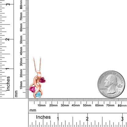 1.75カラット シンセティック ルビー ネックレス シンセティック ピンクサファイア シルバー925 18金 ピンクゴールド 加工 7月 誕生石