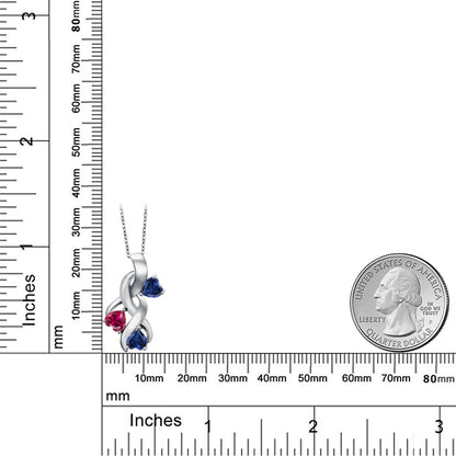 1.6カラット シンセティック サファイア ネックレス シンセティック ルビー シルバー925 9月 誕生石