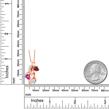 1.62カラット 天然 ガーネット ネックレス シンセティック ピンクサファイア シルバー925 18金 ピンクゴールド 加工 1月 誕生石
