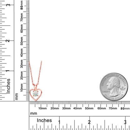 0.5カラット シミュレイテッド ホワイトオパール オープンハート ネックレス シルバー925 18金 ピンクゴールド 加工 10月 誕生石