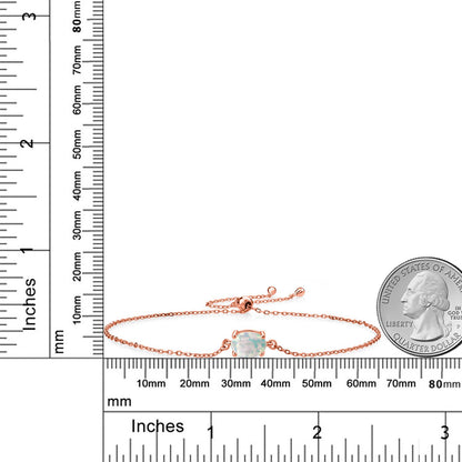1カラット シミュレイテッド ホワイトオパール ブレスレット シルバー925 18金 ピンクゴールド 加工 10月 誕生石