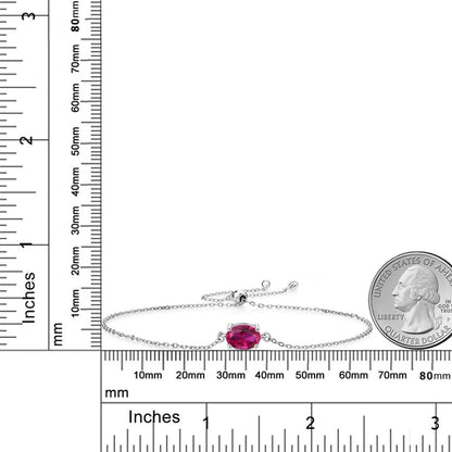 1.35カラット シンセティック ルビー ブレスレット シルバー925 7月 誕生石