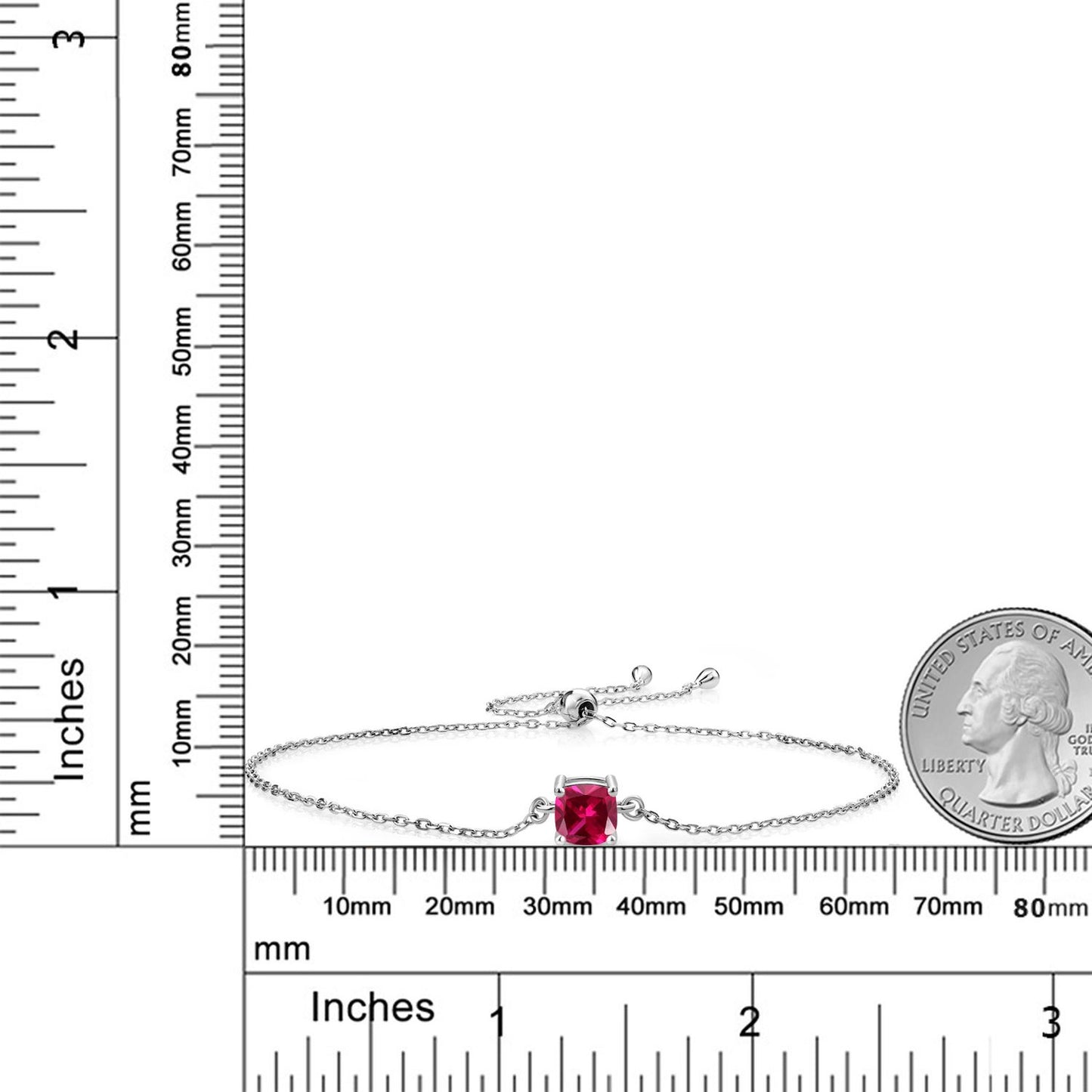 1カラット シンセティック ルビー ブレスレット シルバー925 7月 誕生石