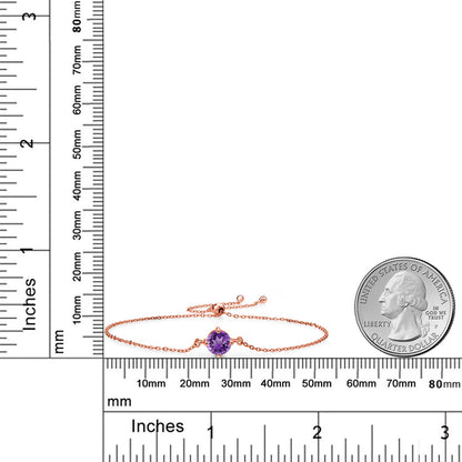 1カラット 天然 アメジスト ブレスレット シルバー925 18金 ピンクゴールド 加工 2月 誕生石