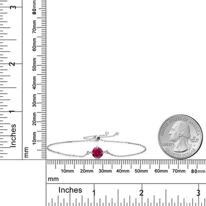 1カラット シンセティック ルビー ブレスレット シルバー925 7月 誕生石
