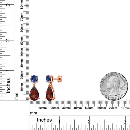 8.34カラット 天然 ガーネット ピアス シンセティック サファイア シルバー925 18金 ピンクゴールド 加工 1月 誕生石