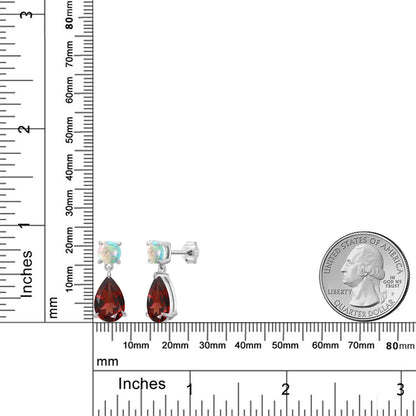8.34カラット 天然 ガーネット ピアス シミュレイテッド ホワイトオパール シルバー925 1月 誕生石