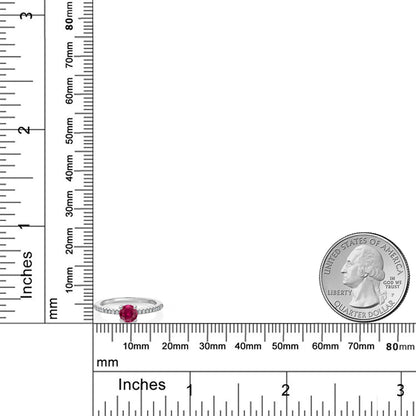 0.69カラット シンセティック ルビー リング 指輪 ラボグロウンダイヤモンド シルバー925 7月 誕生石