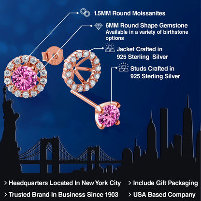 2.42カラット シンセティック ピンクサファイア ピアス ジャケット モアサナイト シルバー925 18金 ピンクゴールド 加工 9月 誕生石