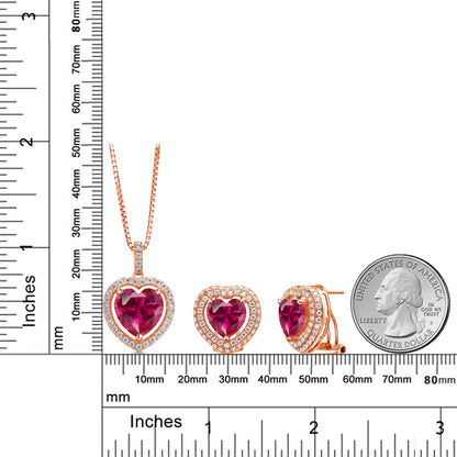 17.93カラット シンセティック ルビー ネックレス ピアス セット シルバー 7月 誕生石