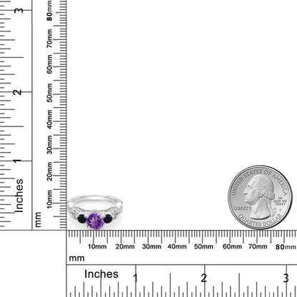 1.47カラット  天然 アメジスト リング 指輪  天然 オニキス シルバー925  2月 誕生石