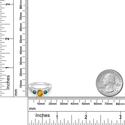 1.27カラット 天然 シトリン リング 指輪 天然 ブルーダイヤモンド シルバー925 11月 誕生石