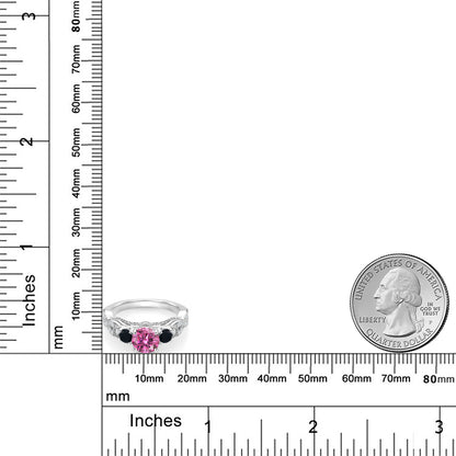 1.27カラット  ピンク モアサナイト リング 指輪  天然 オニキス シルバー925