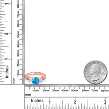 画像をギャラリービューアに読み込む, 1.4カラット  シミュレイテッド ブルーオパール リング 指輪  モアサナイト シルバー925 18金 ピンクゴールド 加工  10月 誕生石

