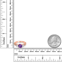 画像をギャラリービューアに読み込む, 1.78カラット  天然 アメジスト リング 指輪  シンセティック ホワイトサファイア シルバー925 18金 ピンクゴールド 加工  2月 誕生石
