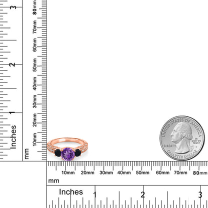1.72カラット  天然 アメジスト リング 指輪  天然 オニキス シルバー925 18金 ピンクゴールド 加工  2月 誕生石