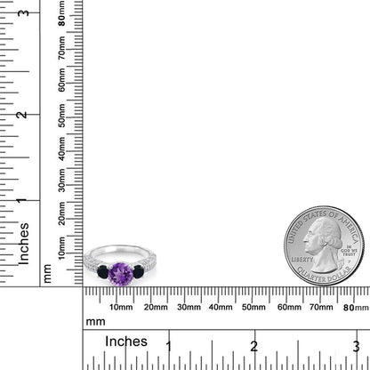 1.72カラット  天然 アメジスト リング 指輪  天然 オニキス シルバー925  2月 誕生石