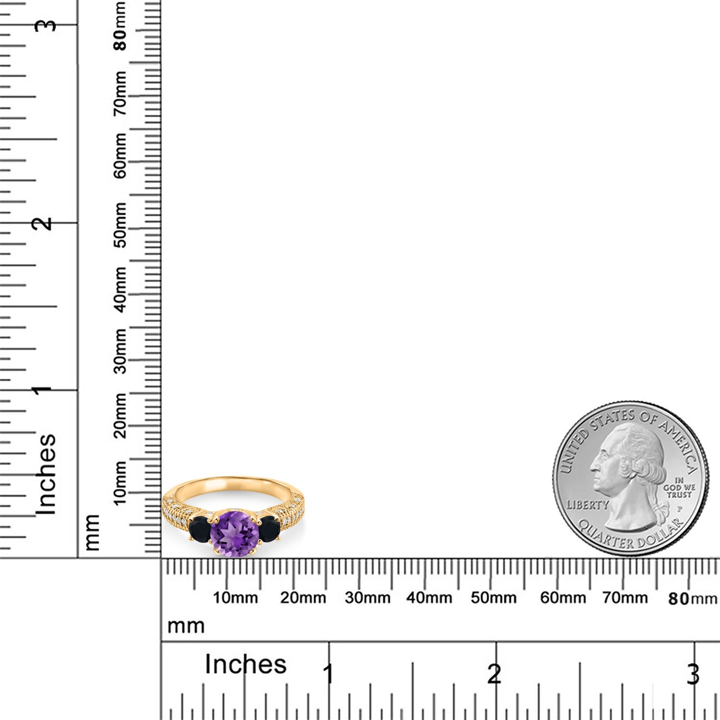 1.72カラット  天然 アメジスト リング 指輪  天然 オニキス シルバー925 18金 イエローゴールド 加工  2月 誕生石
