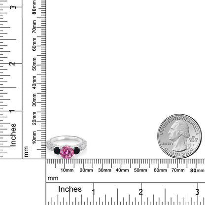 1.72カラット  ピンク モアサナイト リング 指輪  天然 オニキス シルバー925