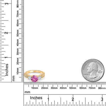 2.28カラット  シンセティック ピンクサファイア リング 指輪  ラボグロウンダイヤモンド シルバー925 18金 イエローゴールド 加工  9月 誕生石