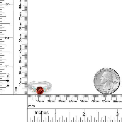 2.08カラット 天然 ガーネット リング 指輪 シミュレイテッド ホワイトオパール シルバー925 1月 誕生石