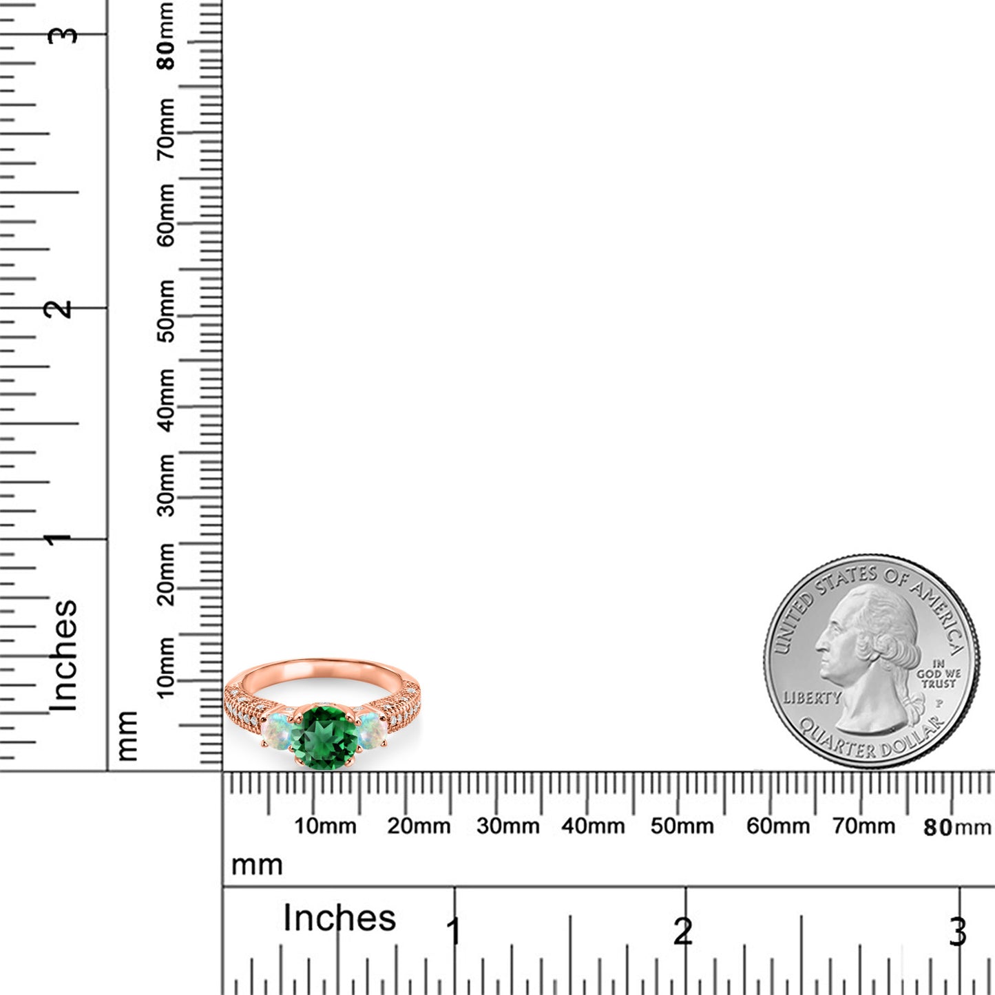1.8カラット  ナノエメラルド リング 指輪  シミュレイテッド ホワイトオパール シルバー925 18金 ピンクゴールド 加工  5月 誕生石