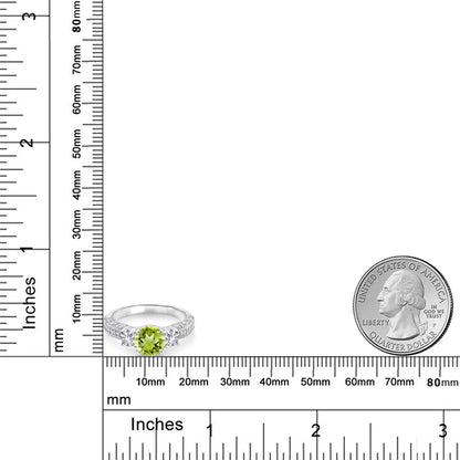 2.03カラット 天然石 ペリドット リング 指輪 シンセティック ホワイトサファイア シルバー925 8月 誕生石