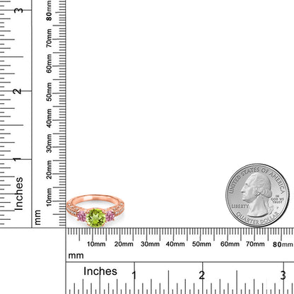 2.03カラット 天然石 ペリドット リング 指輪 ラボグロウン ピンクダイヤモンド シルバー925 18金 ピンクゴールド 加工 8月 誕生石