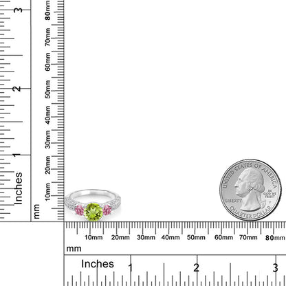 2.03カラット 天然石 ペリドット リング 指輪 ラボグロウン ピンクダイヤモンド シルバー925 8月 誕生石
