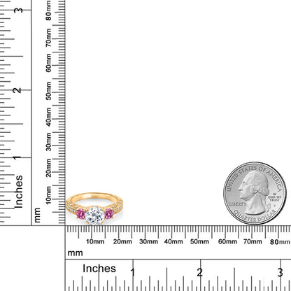 2.19カラット  天然 トパーズ リング 指輪  ピンク モアサナイト シルバー925 18金 イエローゴールド 加工  11月 誕生石