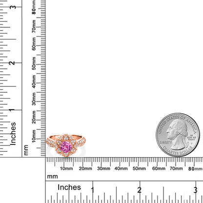 1.39カラット シンセティック ピンクサファイア リング 指輪 モアサナイト シルバー925 18金 ピンクゴールド 加工 9月 誕生石