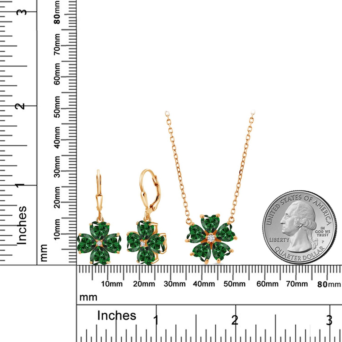 9.15カラット ナノエメラルド ネックレス ピアス セット ラボグロウンダイヤモンド シルバー925 18金 イエローゴールド 加工 5月 誕生石