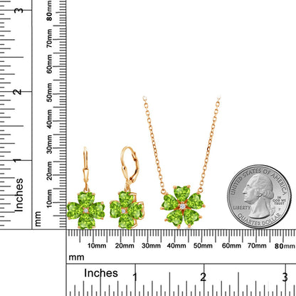 10.0カラット 天然石 ペリドット ネックレス ピアス セット シルバー925 18金 イエローゴールド 加工 8月 誕生石