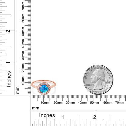 0.99カラット シミュレイテッド ブルーオパール リング 指輪 モアサナイト シルバー925 18金 ピンクゴールド 加工 10月 誕生石
