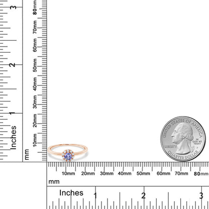 0.23カラット  天然石 タンザナイト 指輪 リング  ラボグロウンダイヤモンド 10金 ピンクゴールド K10 12月 誕生石