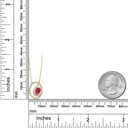 0.69カラット 天然 ピンクトルマリン ネックレス ラボグロウンダイヤモンド 10金 イエローゴールド K10 10月 誕生石