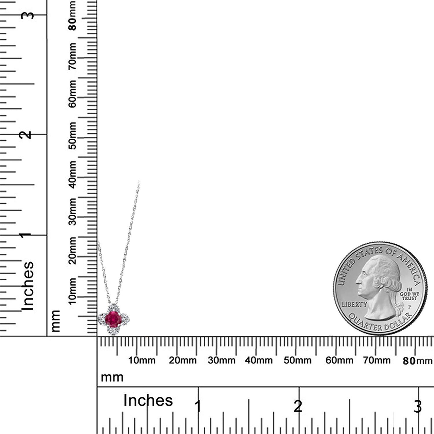 0.33カラット シンセティック ルビー ネックレス ラボグロウンダイヤモンド 10金 ホワイトゴールド K10 7月 誕生石